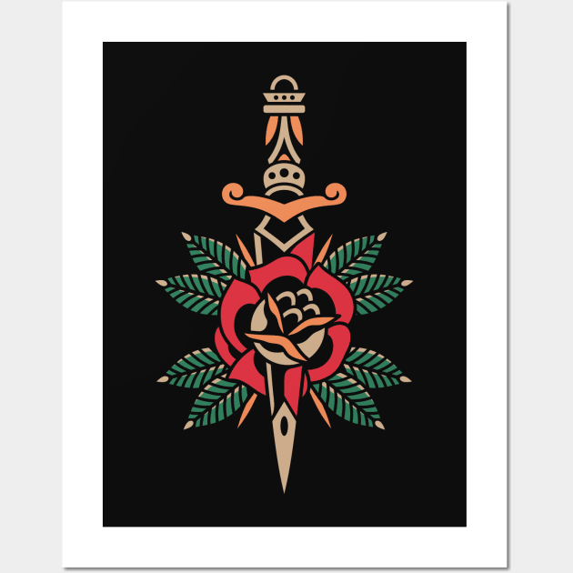 Rose dagger tattoo Wall Art by Inkshit13